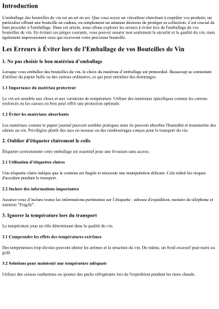 Les Erreurs à Éviter lors de l'Emballage de vos Bouteilles de Vin