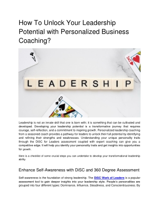 How To Unlock Your Leadership Potential with Personalized Business Coaching
