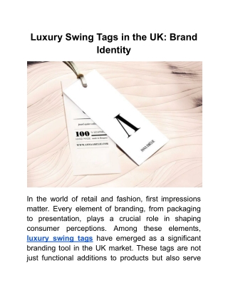 Luxury Swing Tags in the UK_ Brand Identity