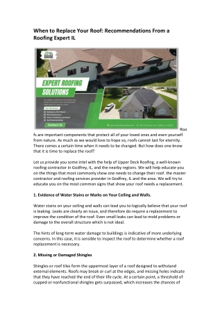 When to Replace Your Roof Recommendations From a Roofing Expert IL