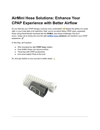 AirMini Hose Solutions_ Enhance Your CPAP Experience with Better Airflow
