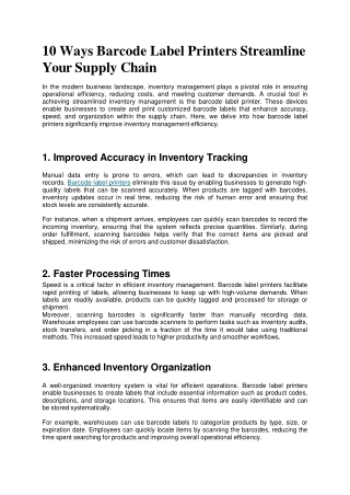 Revolutionizing Efficiency with Barcode Label Printers
