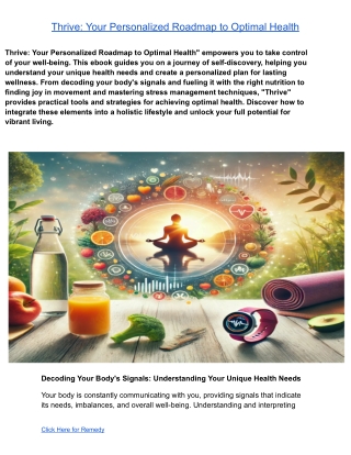 Thrive Your Personalized Roadmap to Optimal Health