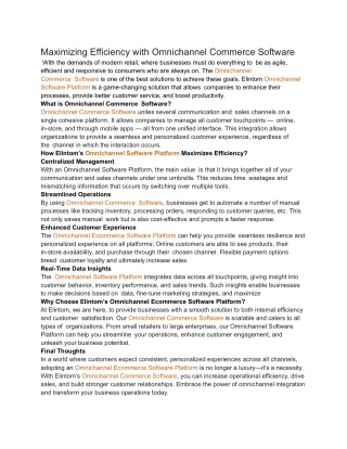 Maximizing Efficiency with Omnichannel Commerce Software