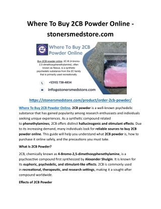 Where To Buy 2CB Powder Online - stonersmedstore