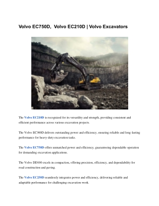 Volvo EC750D,  Volvo EC210D | Volvo Excavators