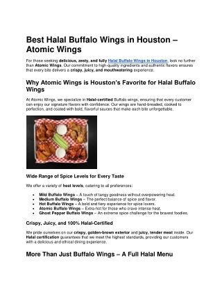 Halal Buffalo Wings in Houston