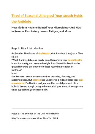 Tired of Seasonal Allergies Your Mouth Holds the Antidote