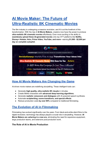 AI Movie Maker: The Future of Ultra-Realistic 8K Cinematic Movies