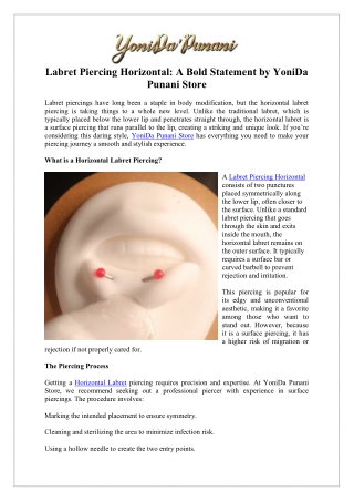 Find Your Horizontal Labret - Yonida Punani