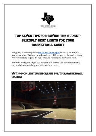 Top Seven Tips for Buying the Budget-Friendly Best Lights for Your Basketball Co