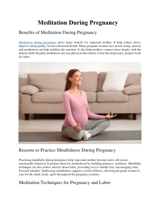 Benefits and techniques of Meditation During Pregnancy