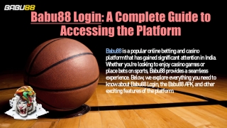Babu88 Login- A Complete Guide to Accessing the Platform