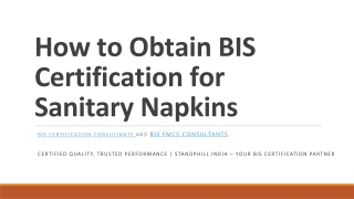 BIS Certification for Sanitary Napkins