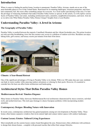 What Makes Paradise Valley Homes Unique? Insights from a Local Realtor