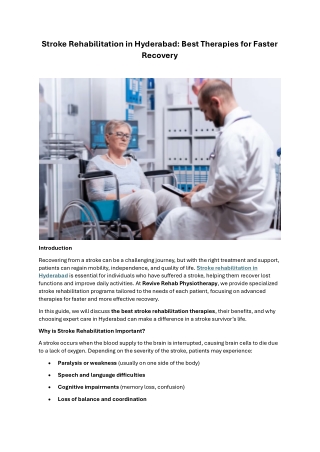 Stroke Rehabilitation in Hyderabad