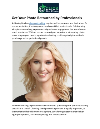 Get Your Photo Retouched by Professionals