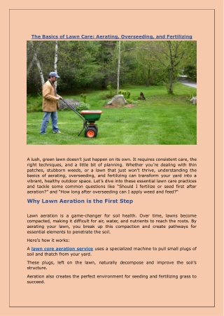 The Basics of Lawn Care: Aerating, Overseeding, and Fertilizing