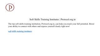 Soft Skills Training Institutes | Protocol.org.in