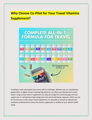 Choose Co-Pilot for Your Travel Vitamins Supplement