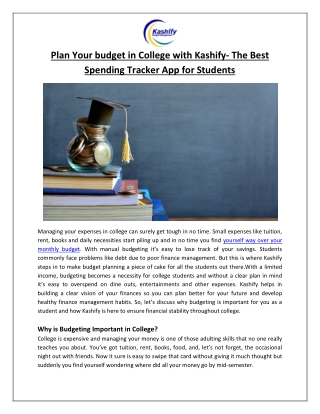Plan Your budget in College with Kashify- The Best Spending Tracker App for Students - Lujy Tech LLC