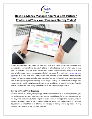 How is a Money Manager App Your Best Partner Control and Track Your Finances Starting Today! - Lujy Tech LLC