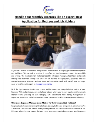 Handle Your Monthly Expenses like an Expert! Best Application for Retirees and Job Holders - Lujy Tech LLC