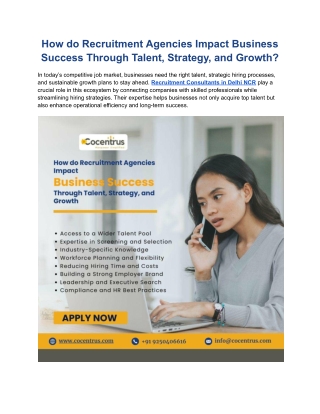 How do Recruitment Agencies Impact Business Success Through Talent, Strategy, and Growth