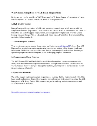 Prepare for Success with DumpsBoss ACE Dumps PDF Study Guide