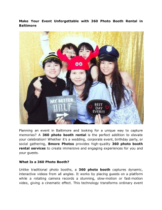 Make Your Event Unforgettable with 360 Photo Booth Rental in Baltimore