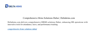 Comprehensive Hrms Solutions Dubai | Deltahrms.com