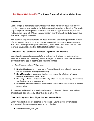 Fat loss with good digestion