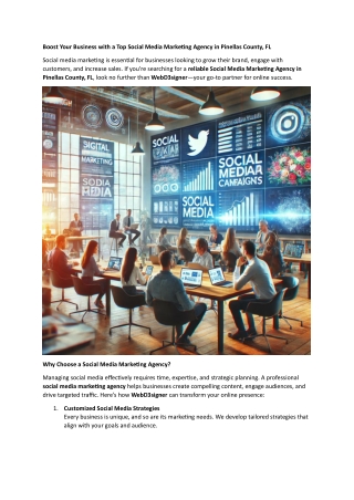 Boost Your Business with a Top Social Media Marketing Agency in Pinellas County
