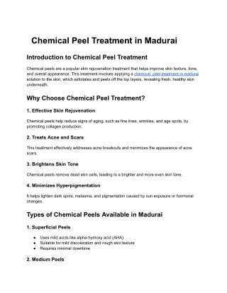 Chemical Peel Treatment in Madurai