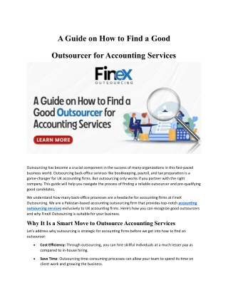 A Guide on How to Find a Good Outsourcer