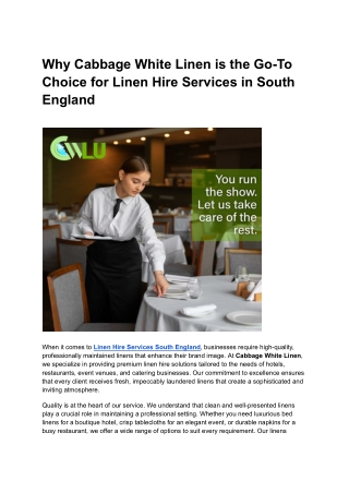 Cabbage White Linen is the Go-To Choice for Linen Hire Services in South England