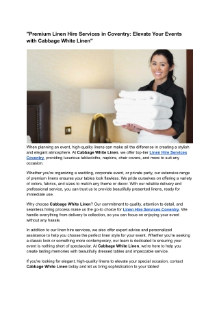 Premium Linen Hire Services in Coventry: Elevate Your Events with Cabbage White