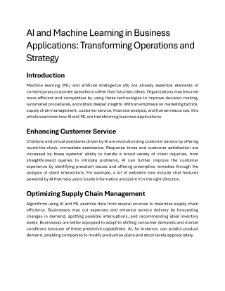 AI and Machine Learning in Business Applications Transformin