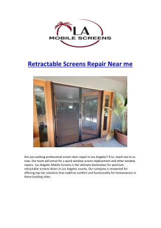 Retractable Screens Repair Near me