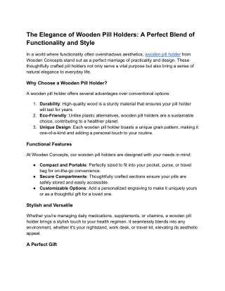 The Elegance of Wooden Pill Holders: A Perfect Blend of Functionality and Style