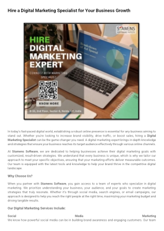 Hire a Digital Marketing Specialist for Your Business Growth