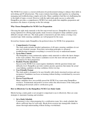 DumpsBoss NCSE-Core Study Guide – The Ultimate Way to Pass