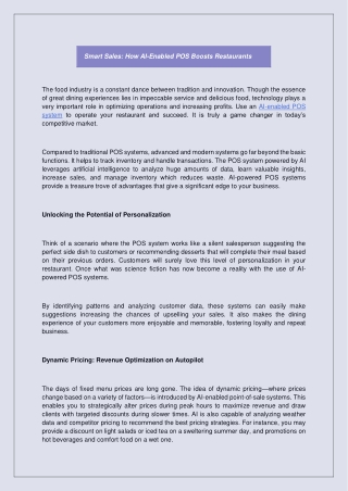 Smart Sales: How AI-Enabled POS Boosts Restaurants