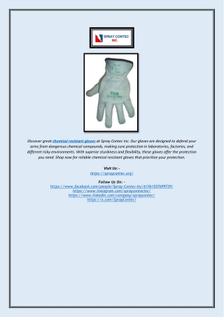 Chemical Resistant Gloves - Protection for Hazardous Work | Spray Contec Inc.