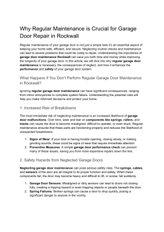 Why Regular Maintenance is Crucial for Garage Door Repair in Rockwall