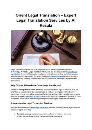 Orient Legal Translation – Expert Legal Translation Services by Al Resala