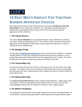 10 Best Men's Haircut For Thin Hair: Barber-Approved Choices