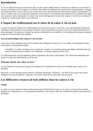 L'impact du vieillissement sur le choix de la caisse à vin en bois
