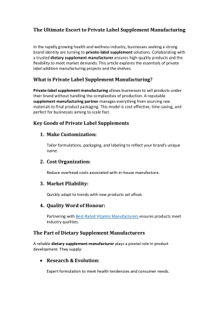 The Ultimate Escort to Private Label Supplement Manufacturing