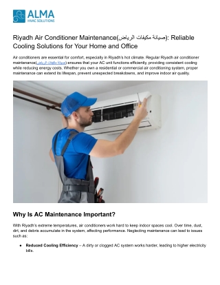 Riyadh Air Conditioner Maintenance(صيانة مكيفات الرياض)_ Reliable Cooling Solutions for Your Home and Office